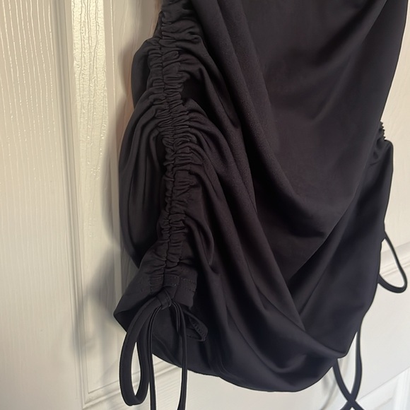 Drawstring Detail Stretch Navy Blue Dress - Picture 4 of 8